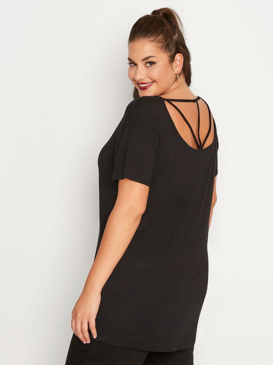 Tops & T-Shirts * | Yours Cut Out Back T-Shirt Black