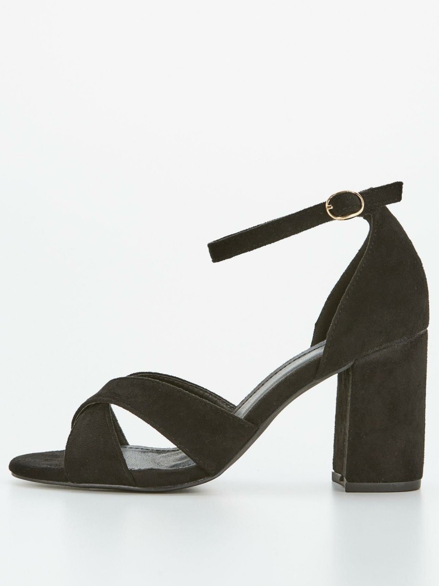 Shoes & Boots * | V By Very Wide Fit Bea Block Heel Sandal Black