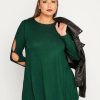 Tops & T-Shirts * | Yours Keyhole Sleeve Top Bottle Green