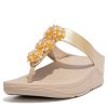 Shoes & Boots * | Fitflop Fino Bead-Cluster Toe-Post Sandals Gold