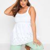 Tops & T-Shirts * | Yours Shirred Shiffly Vest White