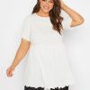 Tops & T-Shirts * | Yours Lettuce Edge Peplum Top White