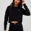 Tops & T-Shirts * | Vans Long Sleeve Crop Sweatshirt Black