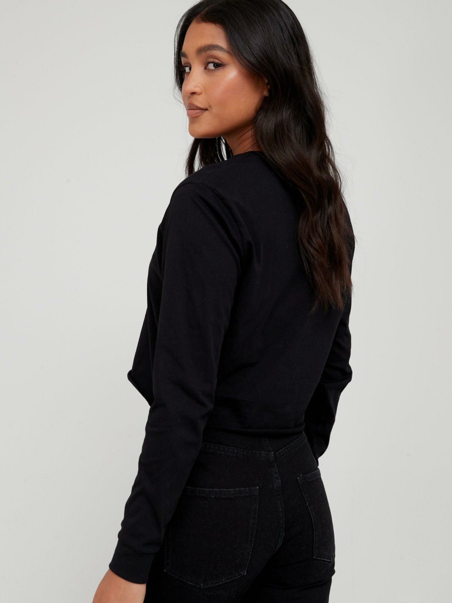 Tops & T-Shirts * | Vans Long Sleeve Crop Sweatshirt Black