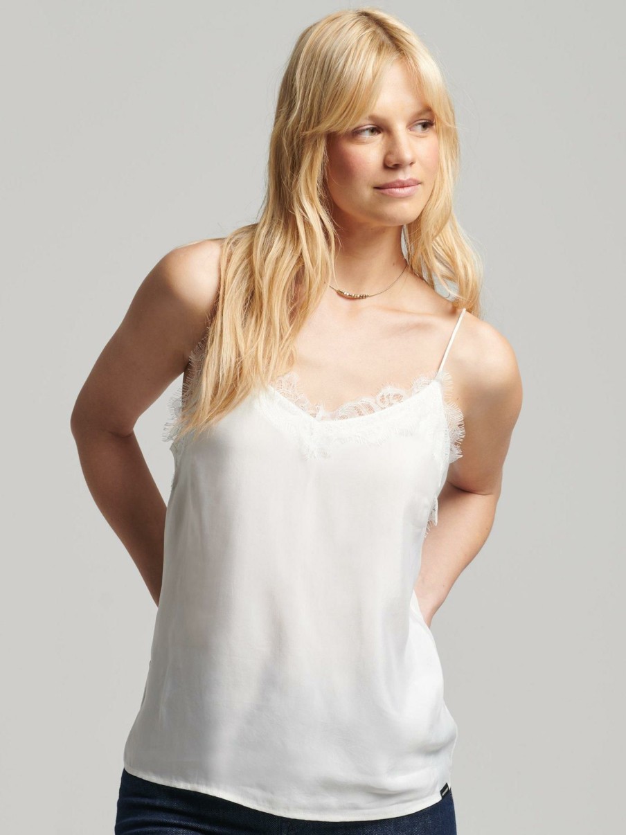 Tops & T-Shirts * | Superdry Studios Eyelash Cami White