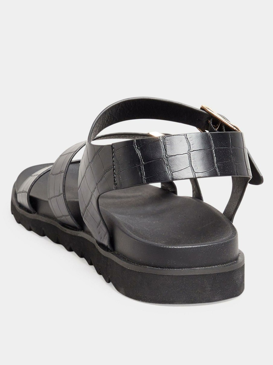 Shoes & Boots * | Long Tall Sally Lala Buckle Footbed Sandal Black