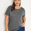 Tops & T-Shirts * | Yours Cut Out Back T-Shirt Charcoal Marl