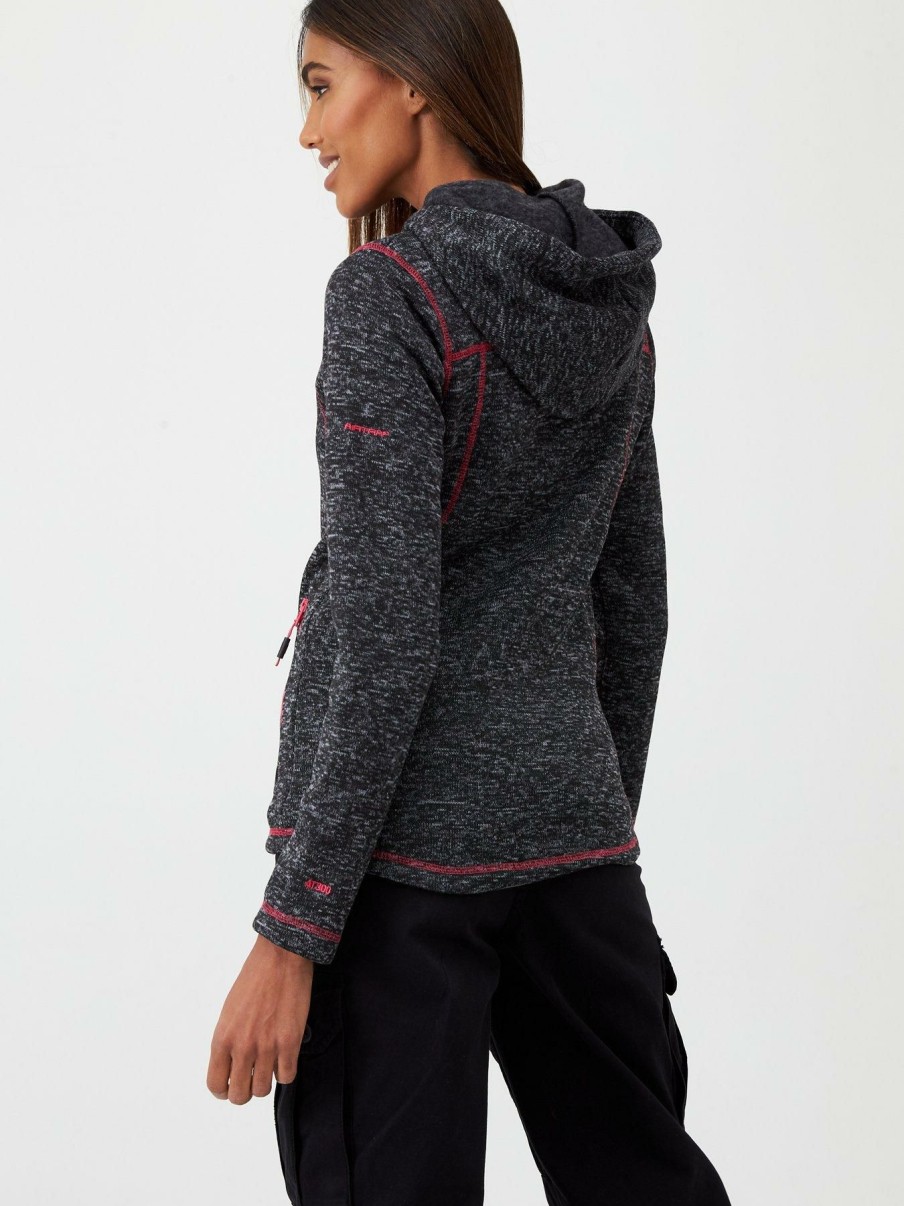 Sportswear * | Trespass Odelia Full Zip Fleece Hoodie Black/Pink