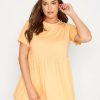 Tops & T-Shirts * | Yours Lettuce Edge Peplum Top Light Orange