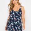 Tops & T-Shirts * | Yours Crochet Back Floral Vest Navy