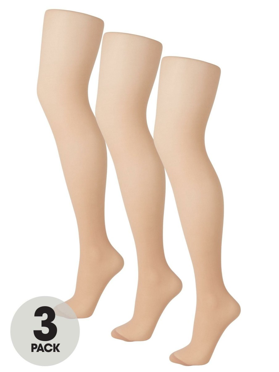 Lingerie * | V By Very 3Pk Matt Sheer Tights Nude