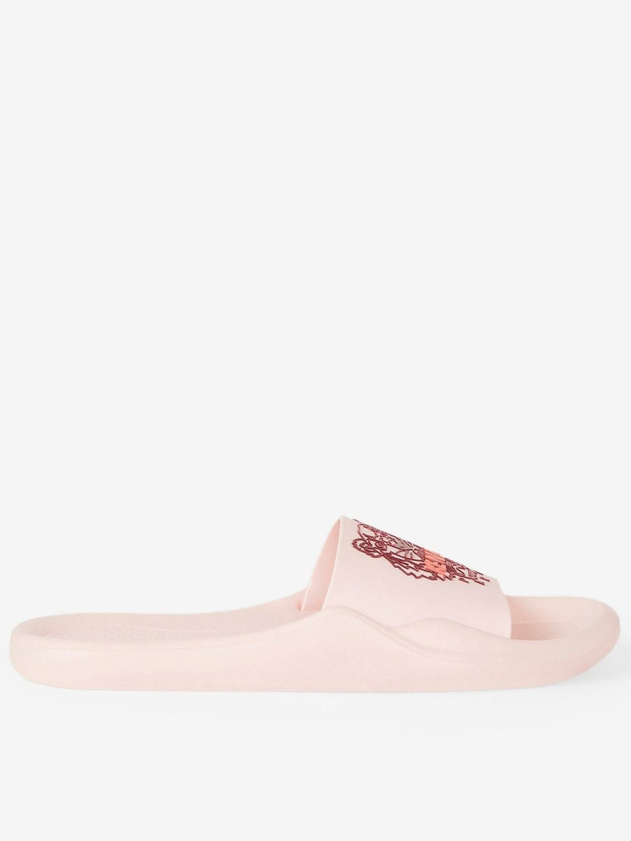 Flip Flops & Sandals * | Kenzo Tiger Head Pool Sliders Pink