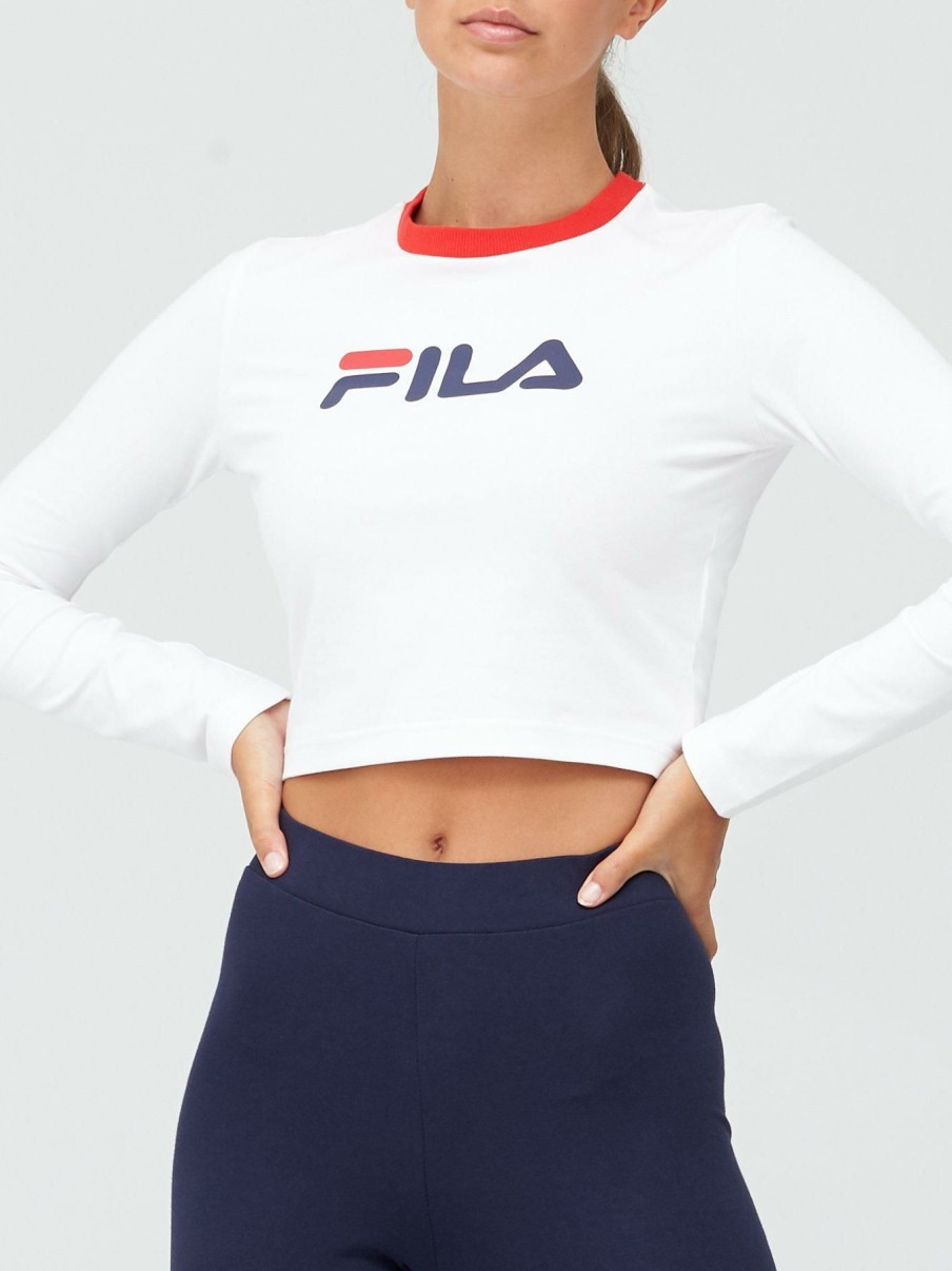 Tops & T-Shirts * | Fila Jaya Long Sleeve Crop Tee White