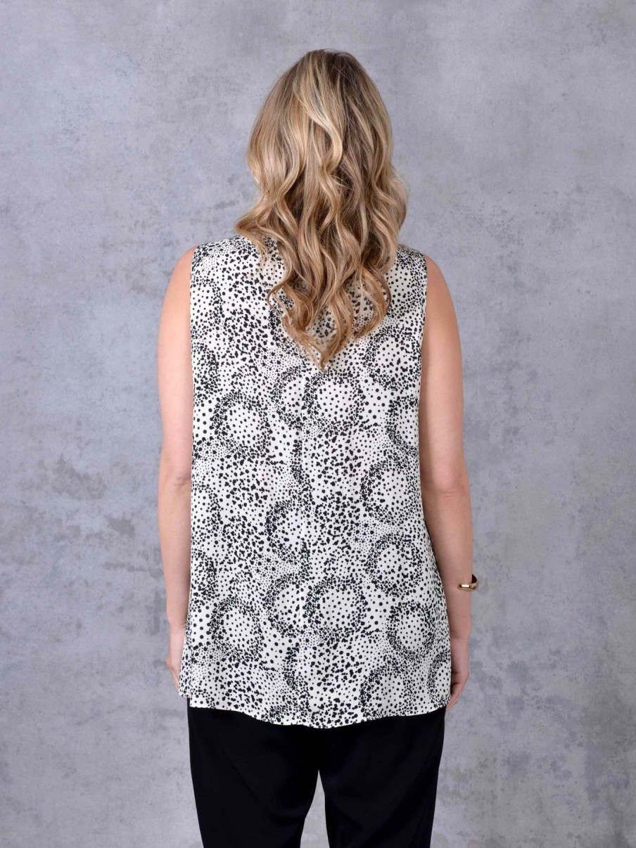 Tops & T-Shirts * | Live Unlimited Ivory Ground Spot Print Vest Top