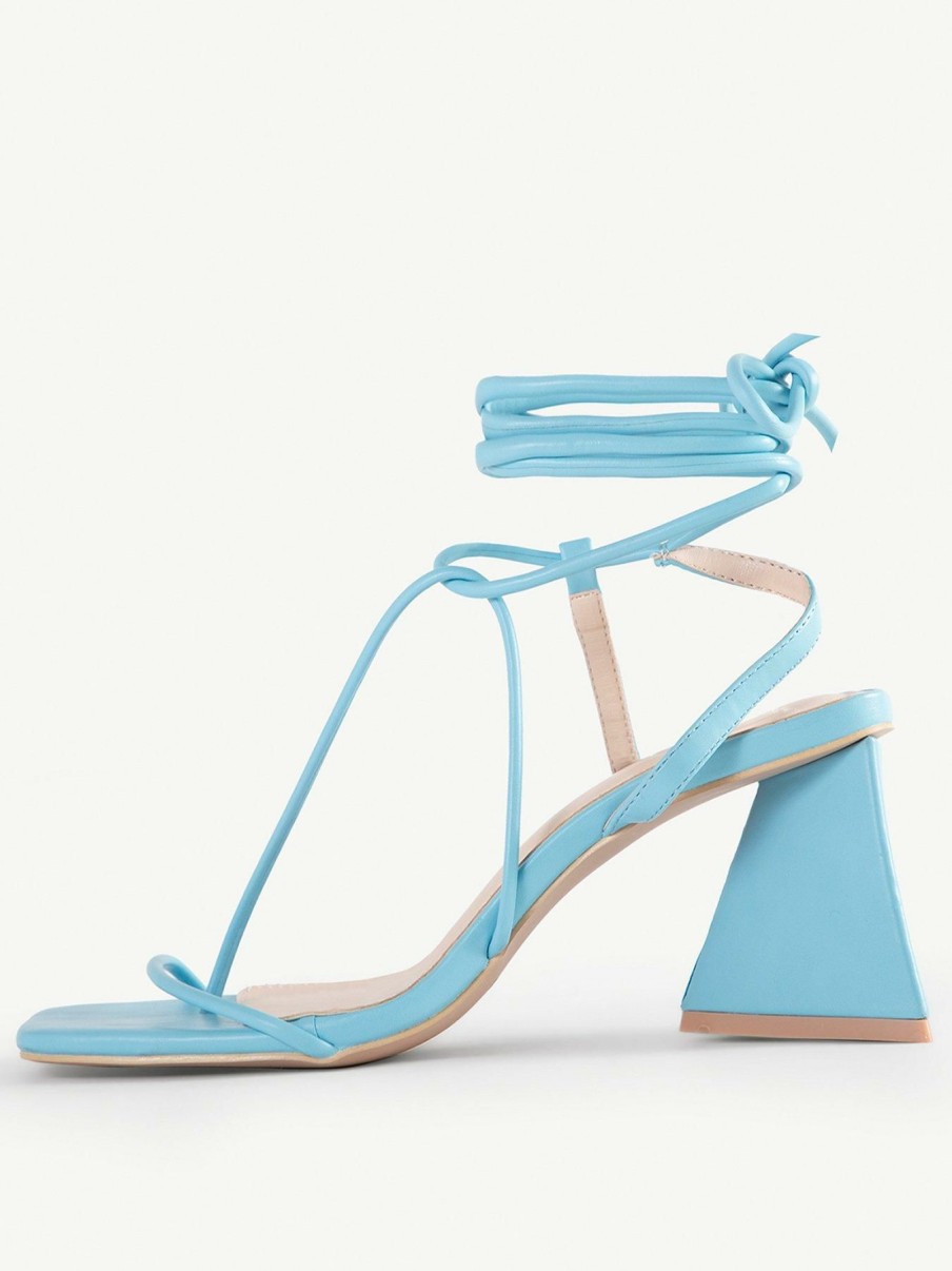 Shoes & Boots * | Raid Wide Fit Aysha Block Heeled Sandal Blue