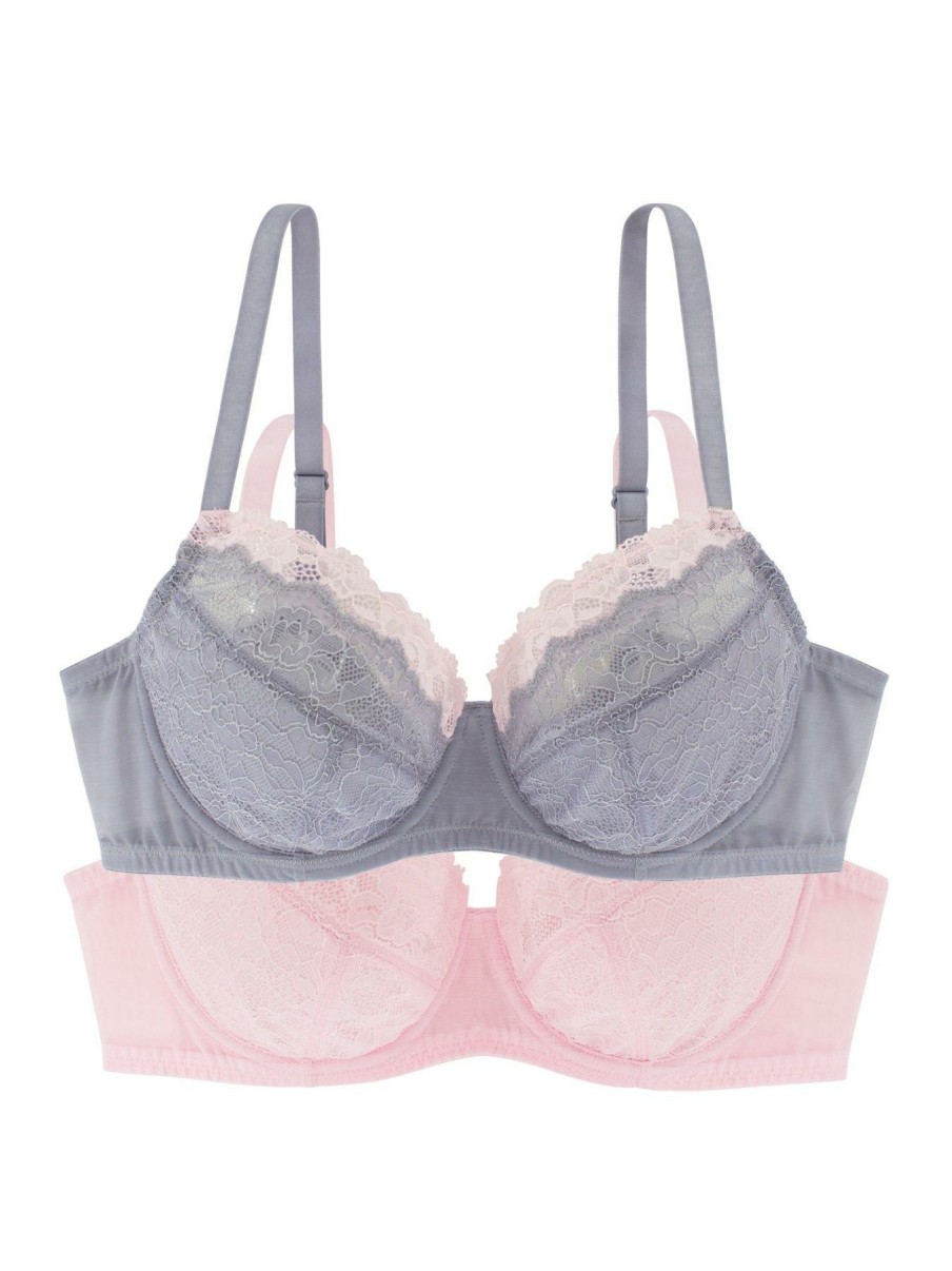 Lingerie * | Dorina Venus 2 Pack Non Padded Bra Pink/Grey