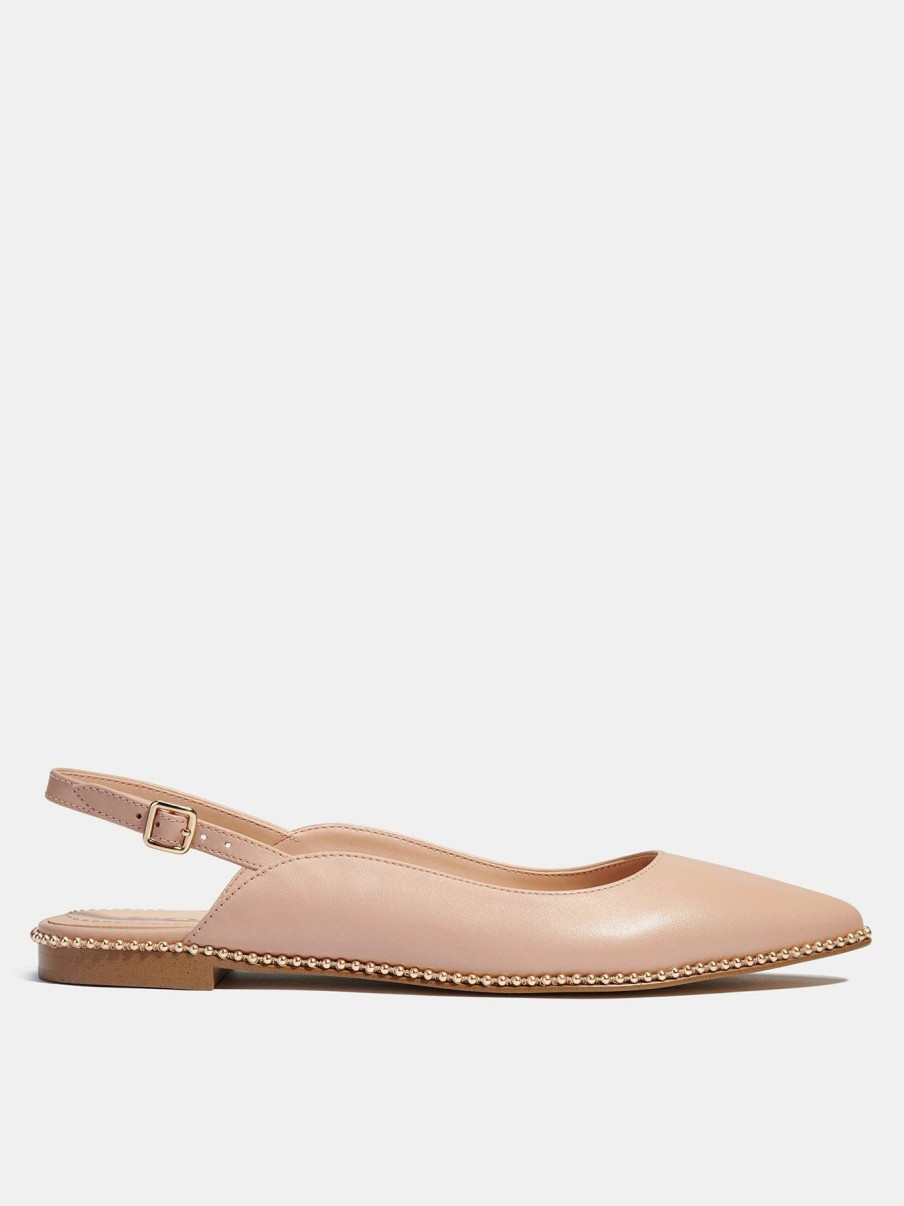 Flip Flops & Sandals * | Coach Vae Leather Skimmer Flats Beechwood