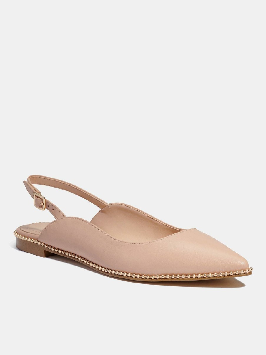 Flip Flops & Sandals * | Coach Vae Leather Skimmer Flats Beechwood