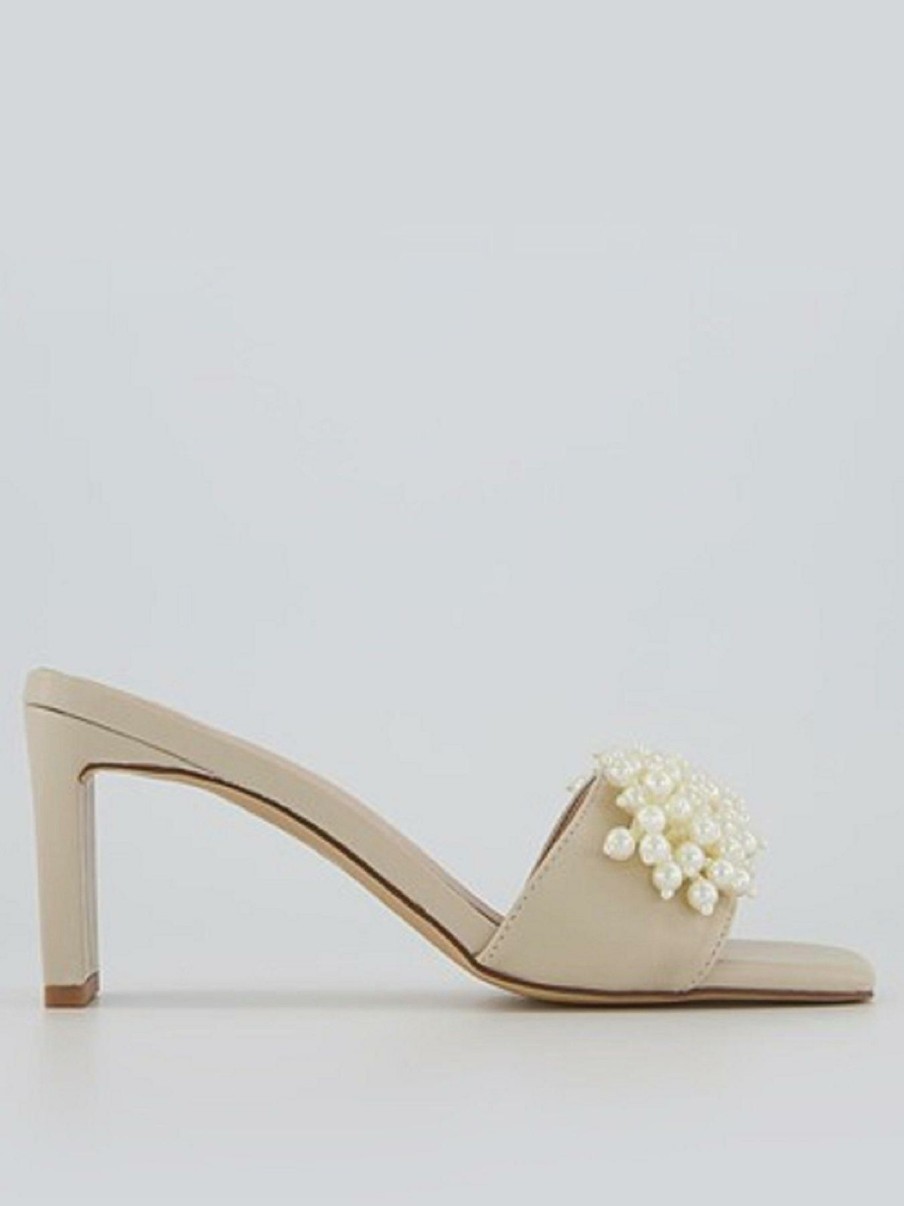 Shoes & Boots * | Office Mumba Pearl Embellished Heeled Mule Nude