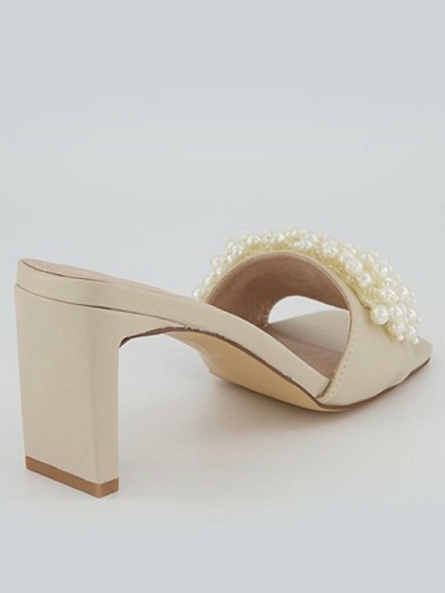 Shoes & Boots * | Office Mumba Pearl Embellished Heeled Mule Nude