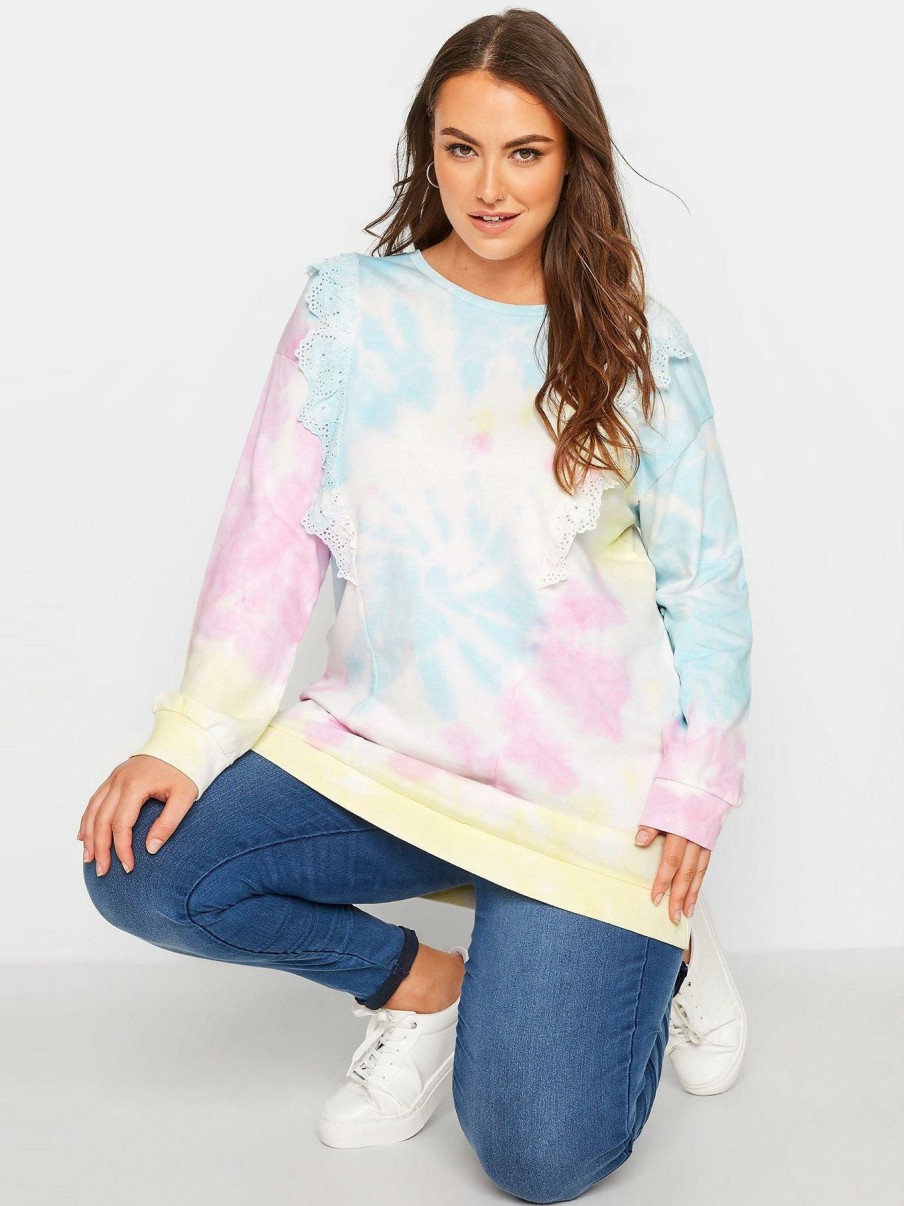 Tops & T-Shirts * | Yours Clothing Tie Dye T-Shirt With Frill