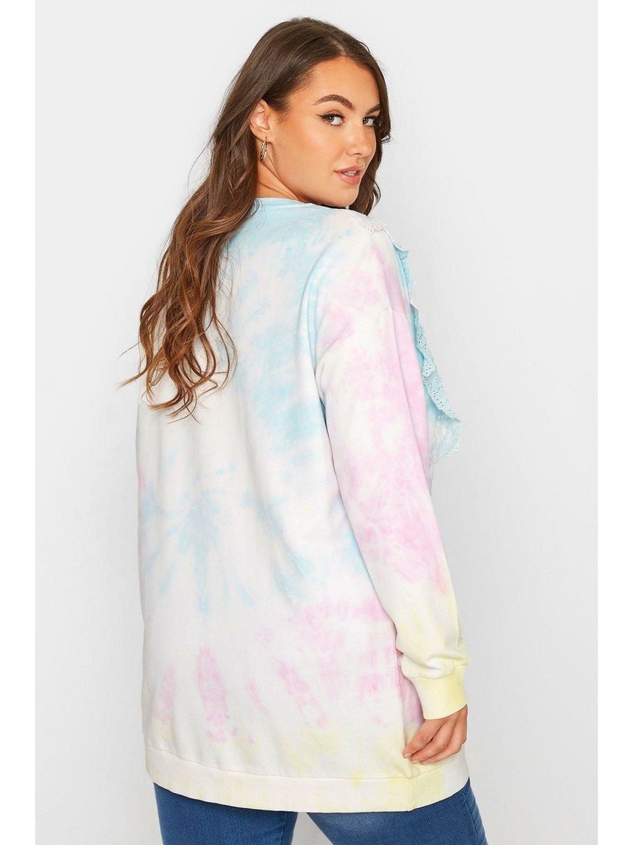 Tops & T-Shirts * | Yours Clothing Tie Dye T-Shirt With Frill