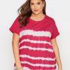 Tops & T-Shirts * | Yours Clothing Stripe Tie Dye Pocket T-Shirt Pink