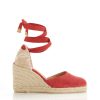 Flip Flops & Sandals * | Castaner Carina Mid Espadrille Wedges Terracotta/Natural