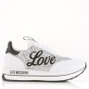 Trainers * | Love Moschino Glitter Love Wedge Trainers White