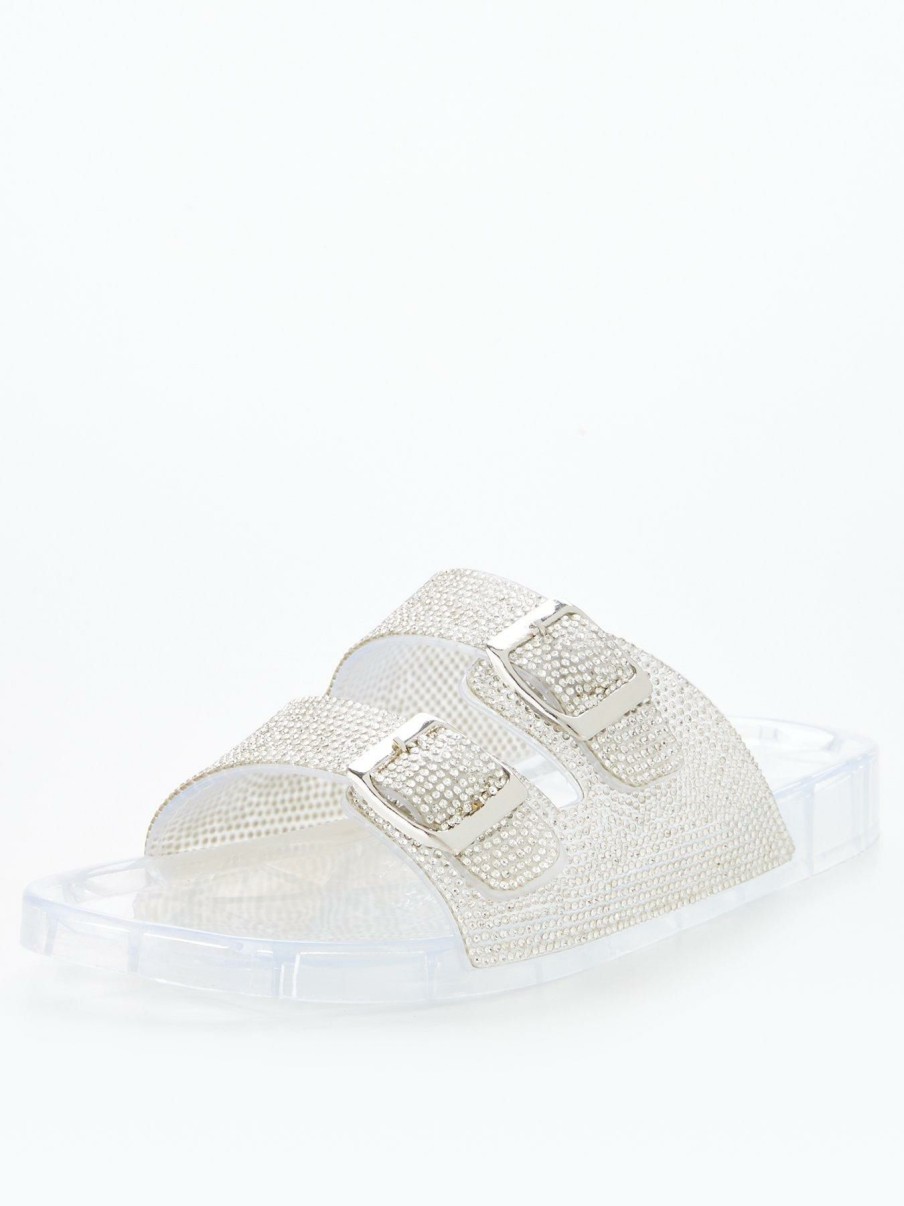 Shoes & Boots * | V By Very Diamante Buckle Strap Jelly Sandal Clear