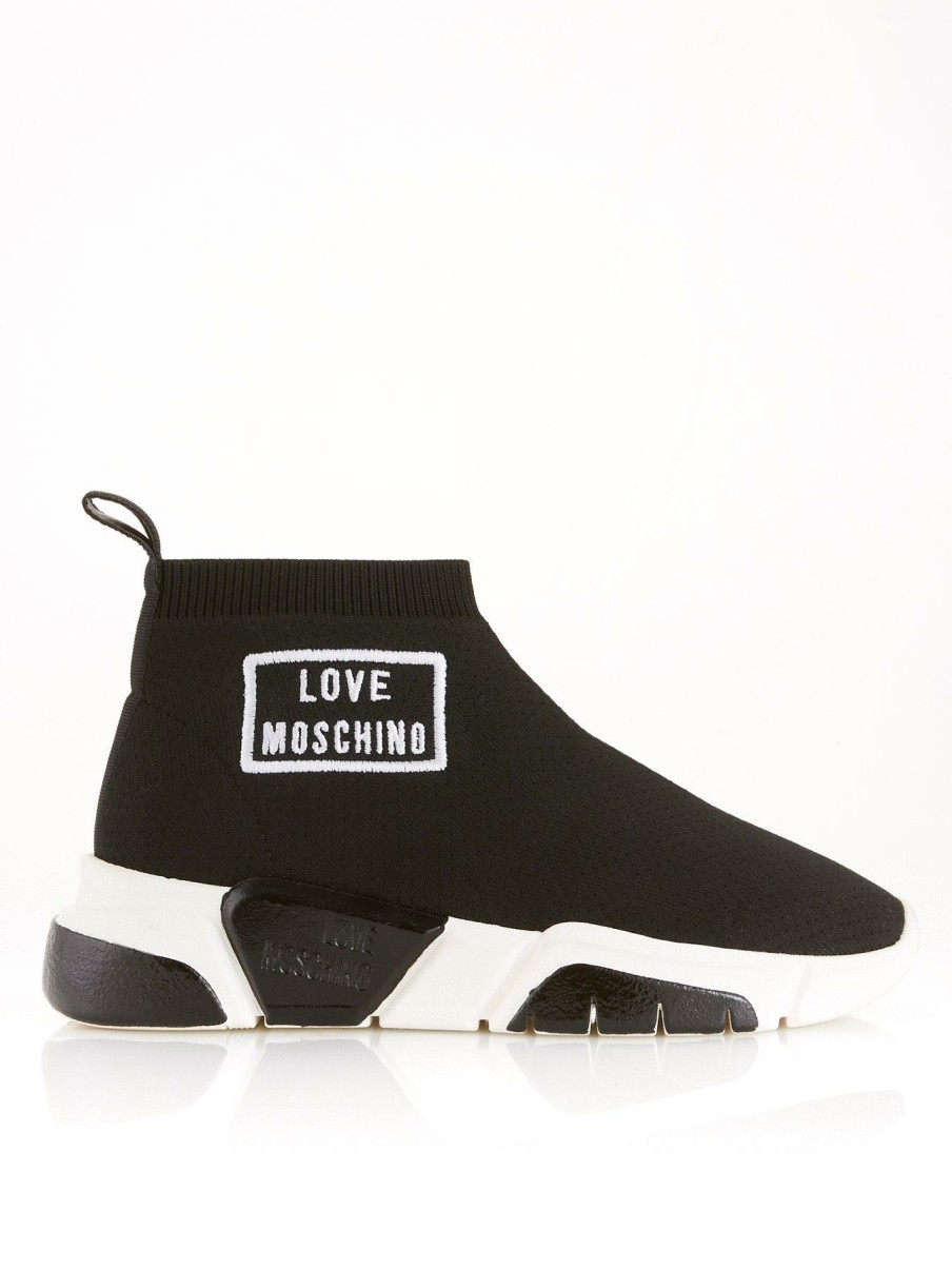 Trainers * | Love Moschino Low Logo Sock Trainers Black