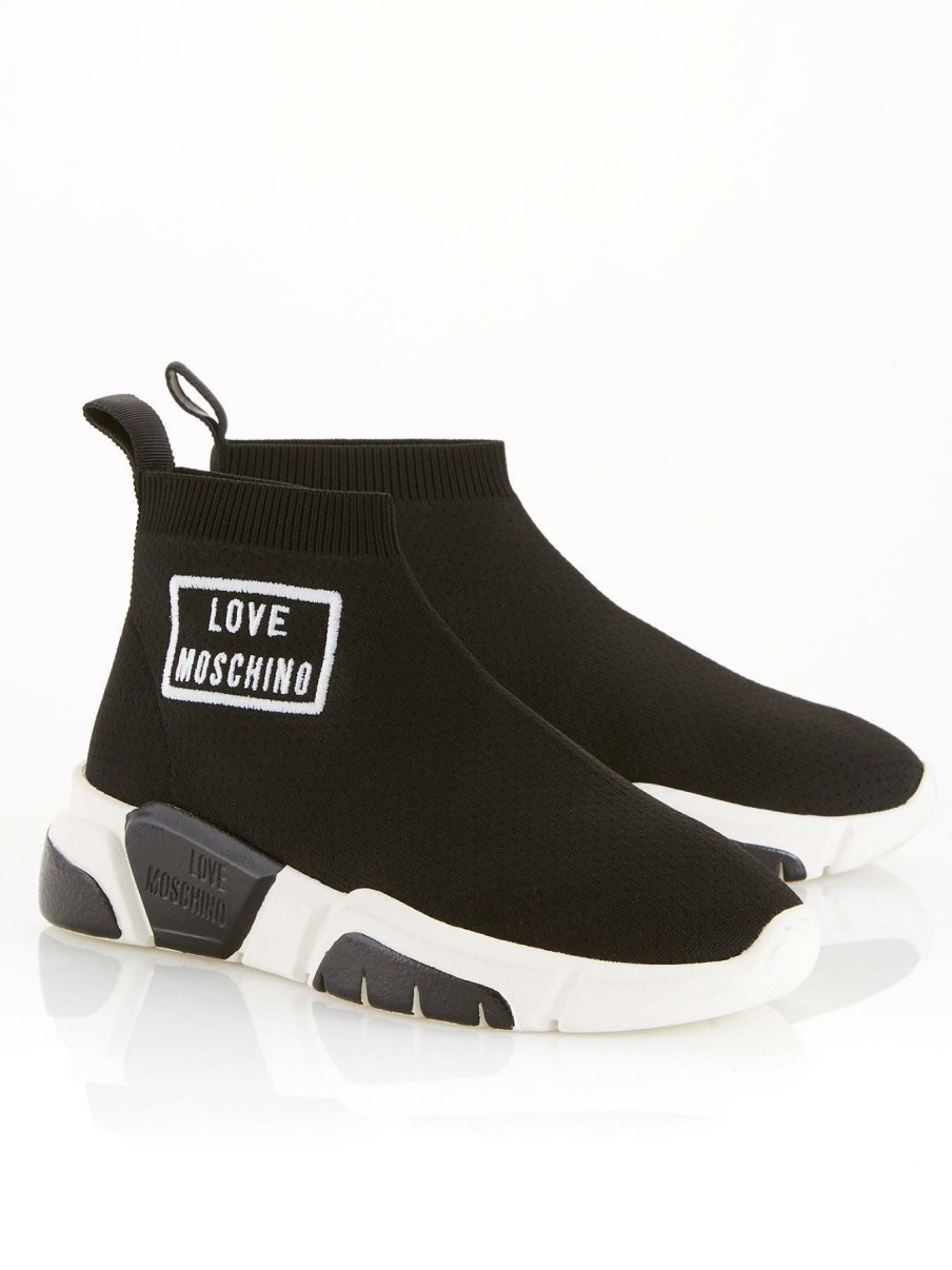 Trainers * | Love Moschino Low Logo Sock Trainers Black