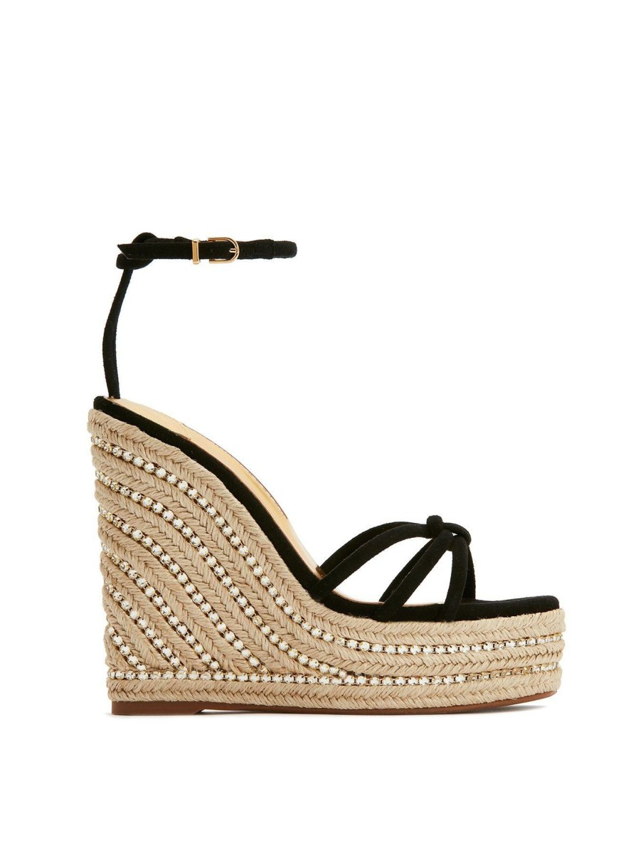 Flip Flops & Sandals * | Sophia Webster Lucita Crystal Espadrille Wedges Black