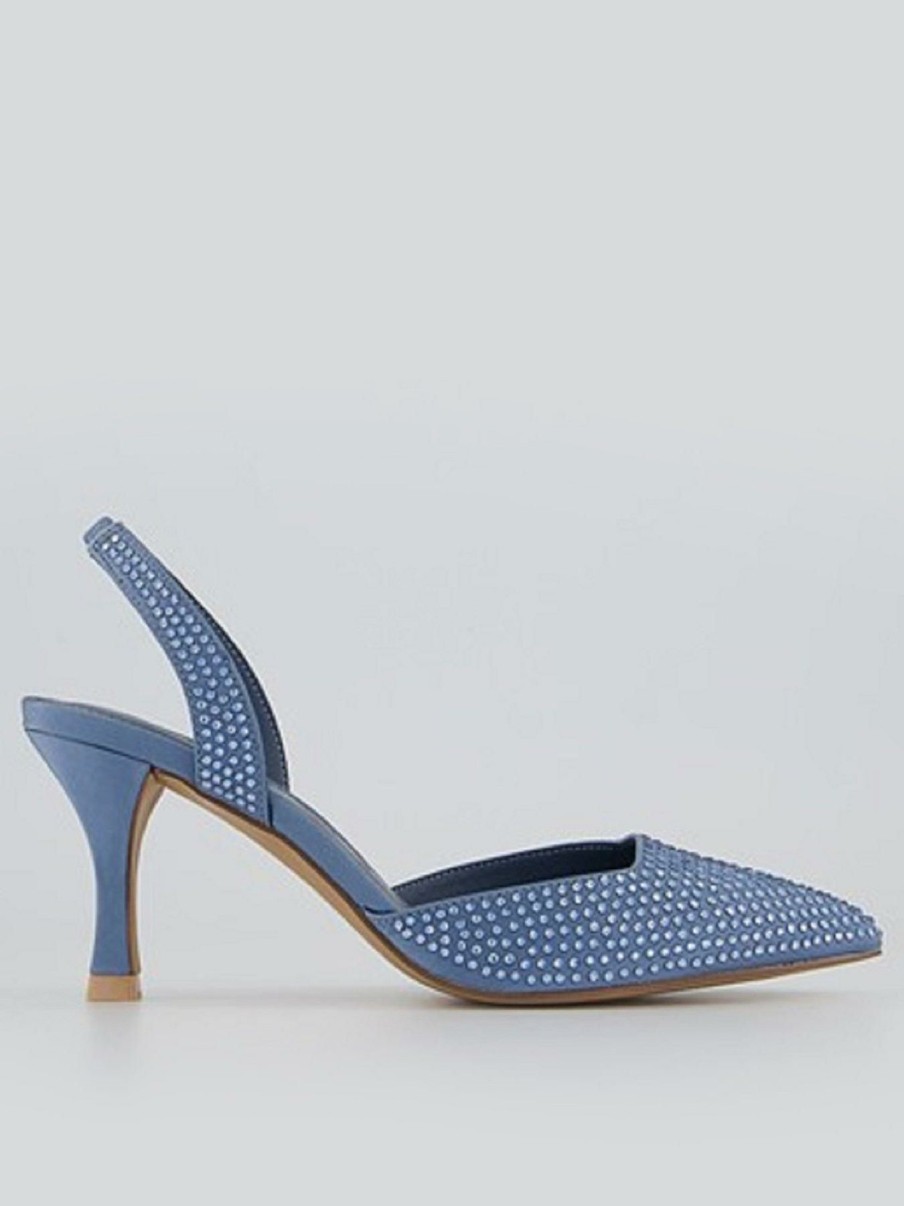 Shoes & Boots * | Office Maz Slingback Embellished Heeled Court Shoe Blue