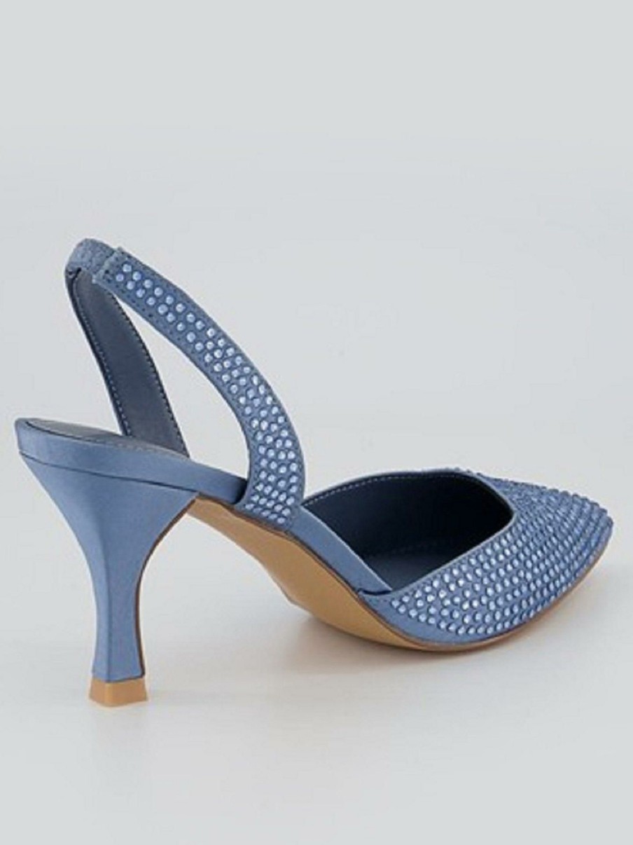 Shoes & Boots * | Office Maz Slingback Embellished Heeled Court Shoe Blue