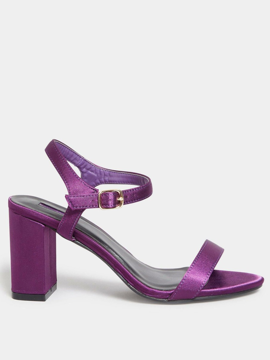 Shoes & Boots * | Yours Extra Wide Fit Block Heel Sandal Purple