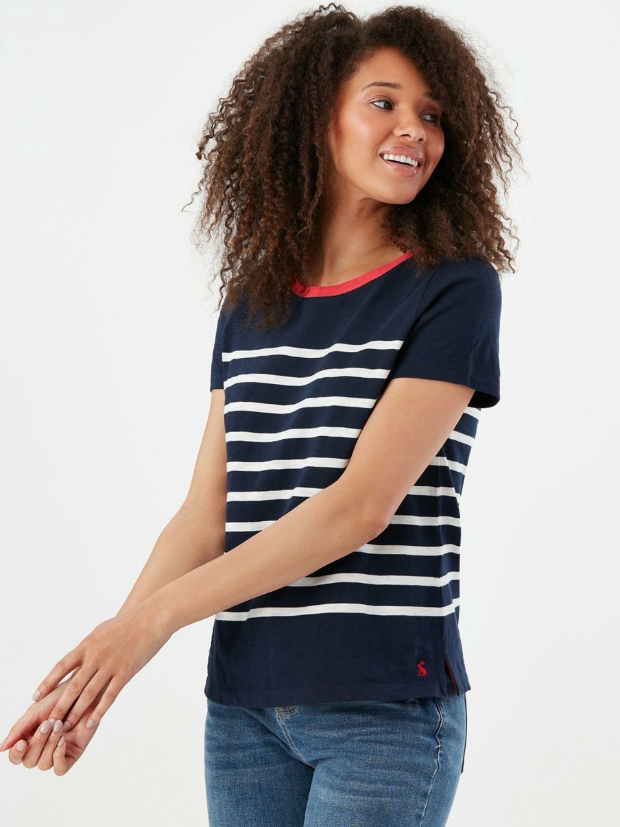 Tops & T-Shirts * | Joules Carley Stripe T-Shirt Navy