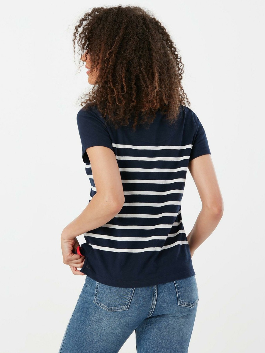 Tops & T-Shirts * | Joules Carley Stripe T-Shirt Navy