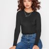 Tops & T-Shirts * | Long Tall Sally Long Sleeve Bodysuit Black