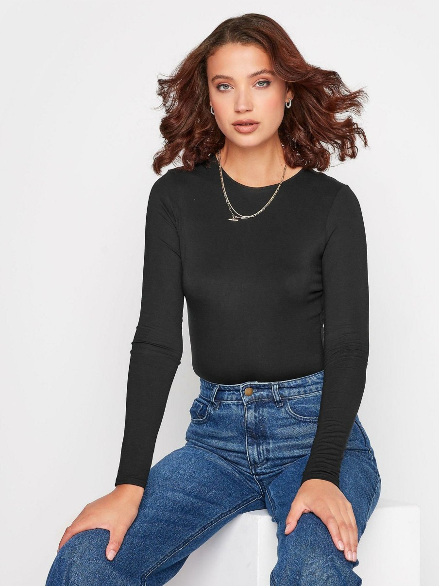 Tops & T-Shirts * | Long Tall Sally Long Sleeve Bodysuit Black