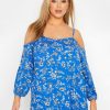 Tops & T-Shirts * | Yours Clothing Floral Cold Shoulder T-Shirt