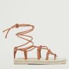 Shoes & Boots * | Mango Round Toe Tie Up Sandals Brown