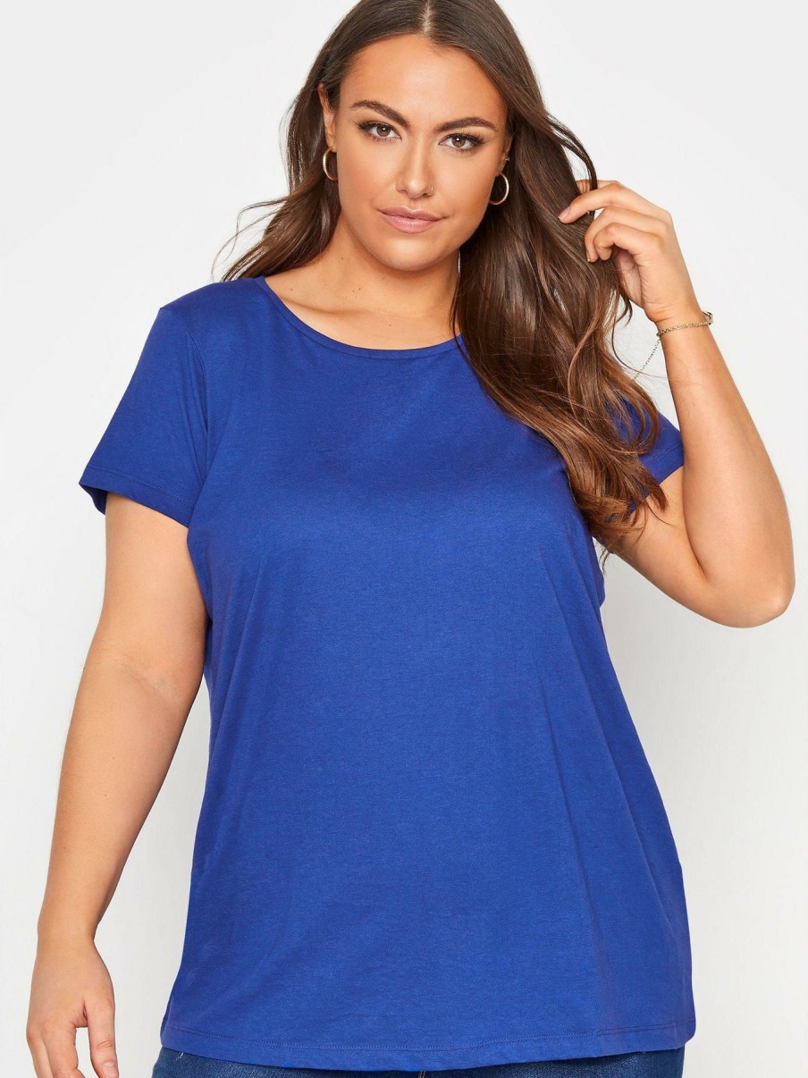 Tops & T-Shirts * | Yours Core Basic T-Shirt. Cobalt