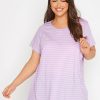 Tops & T-Shirts * | Yours Clothing Core Basic Stripe T-Shirt Purple