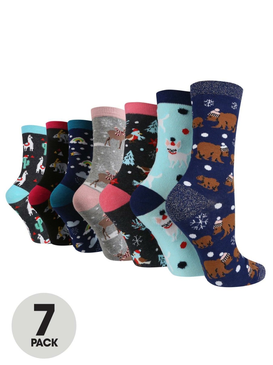 Lingerie * | Wild Feet 7 Pack Socks Triangle Box Gift Set Multi