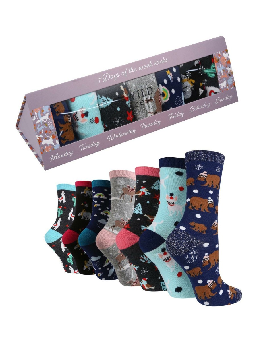 Lingerie * | Wild Feet 7 Pack Socks Triangle Box Gift Set Multi