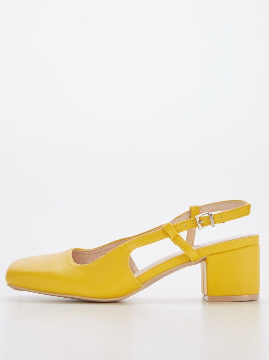 Shoes & Boots * | Raid Wide Fit Sisily Strappy Block Heel Slingback Yellow