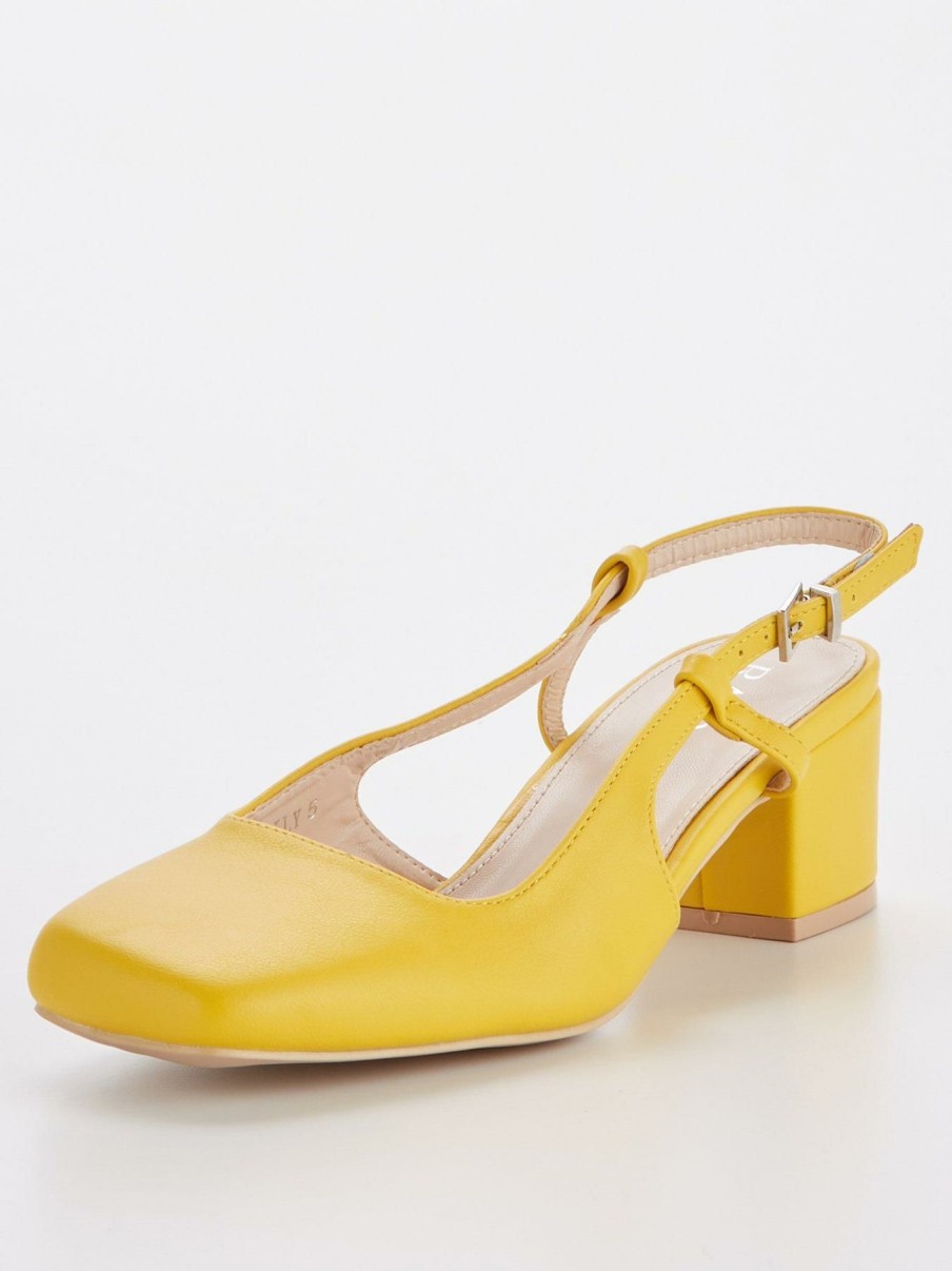 Shoes & Boots * | Raid Wide Fit Sisily Strappy Block Heel Slingback Yellow