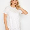 Tops & T-Shirts * | Yours Broidery Swing T-Shirt. White