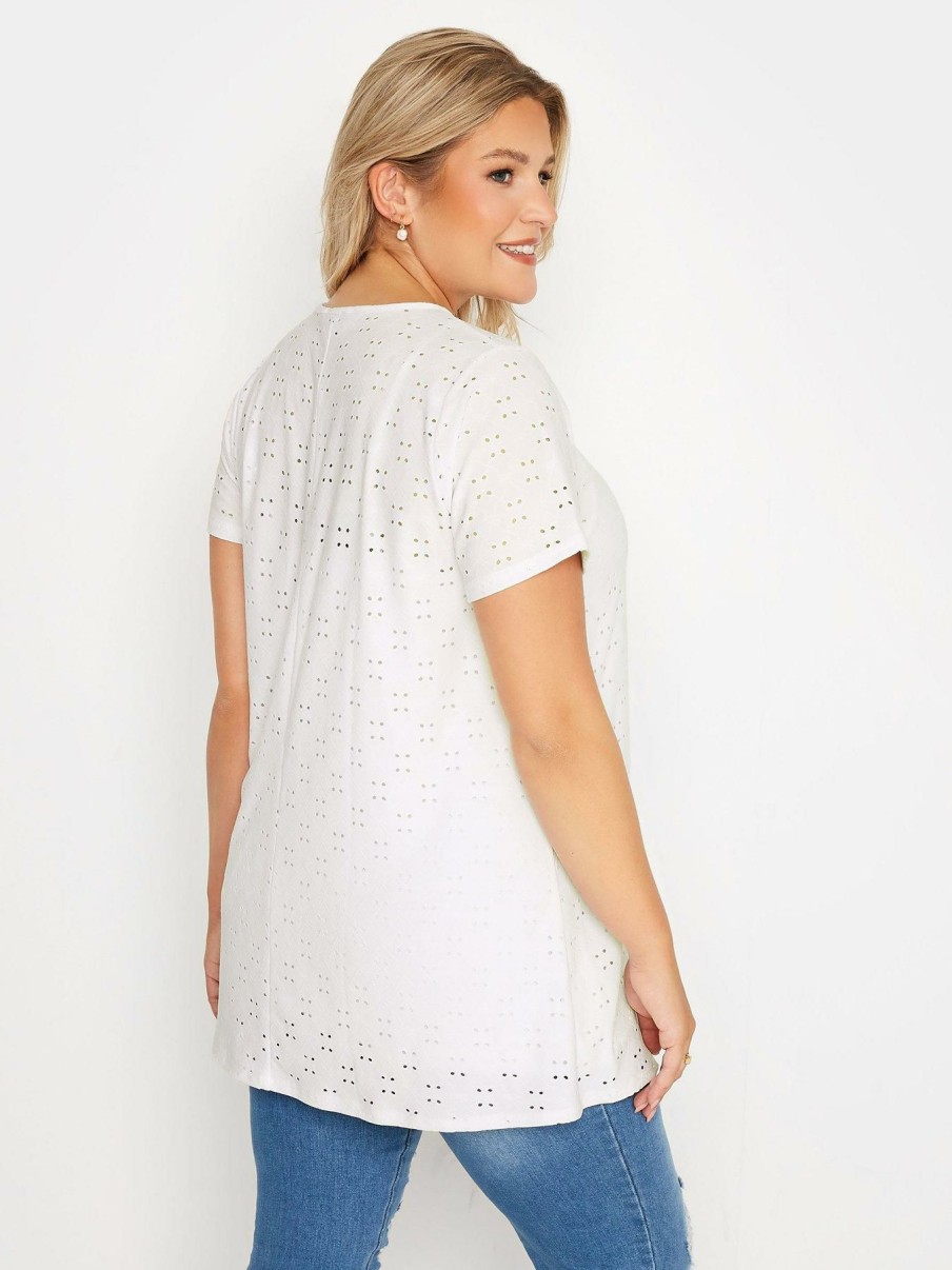 Tops & T-Shirts * | Yours Broidery Swing T-Shirt. White